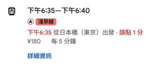 Google Map 導航顯示東京地鐵的標誌，同心圓內框住一個英文字母